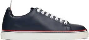 Thom Browne Navy Calfskin Tennis Sneakers