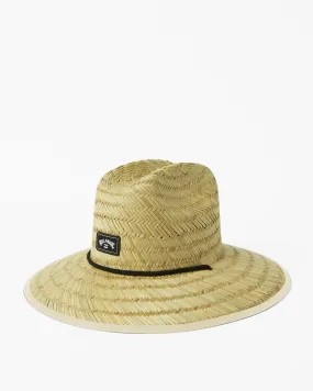 Tides Print Straw Lifeguard Hat - Stone