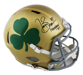 Tim Brown Signed Notre Dame Fighting Irish Shamrock Speed Full Size NCAA Helmet with “Heisman 87” Inscription