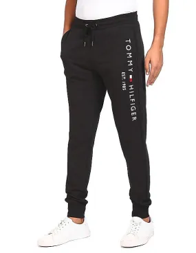 Tommy Hilfiger Men Black Mid Rise Brand Embroidered Joggers