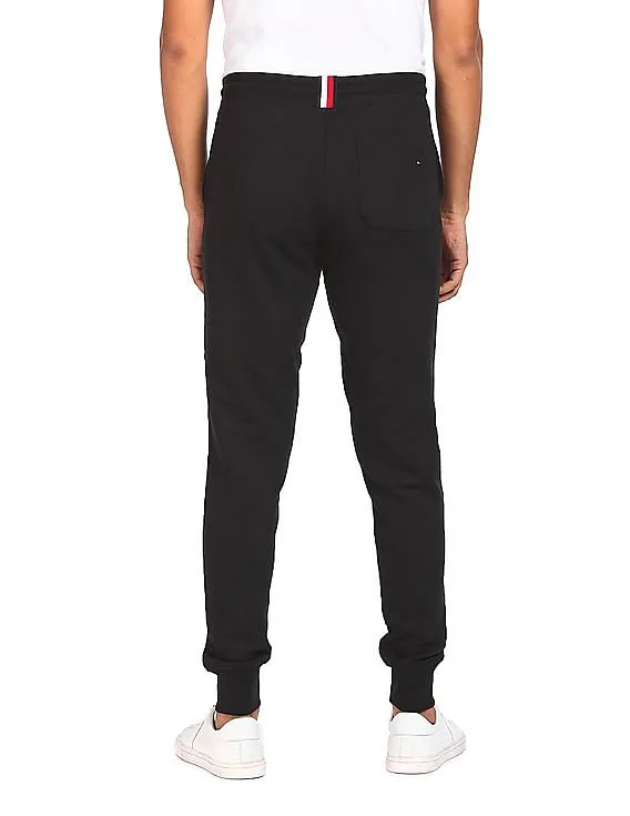 Tommy Hilfiger Men Black Mid Rise Brand Embroidered Joggers