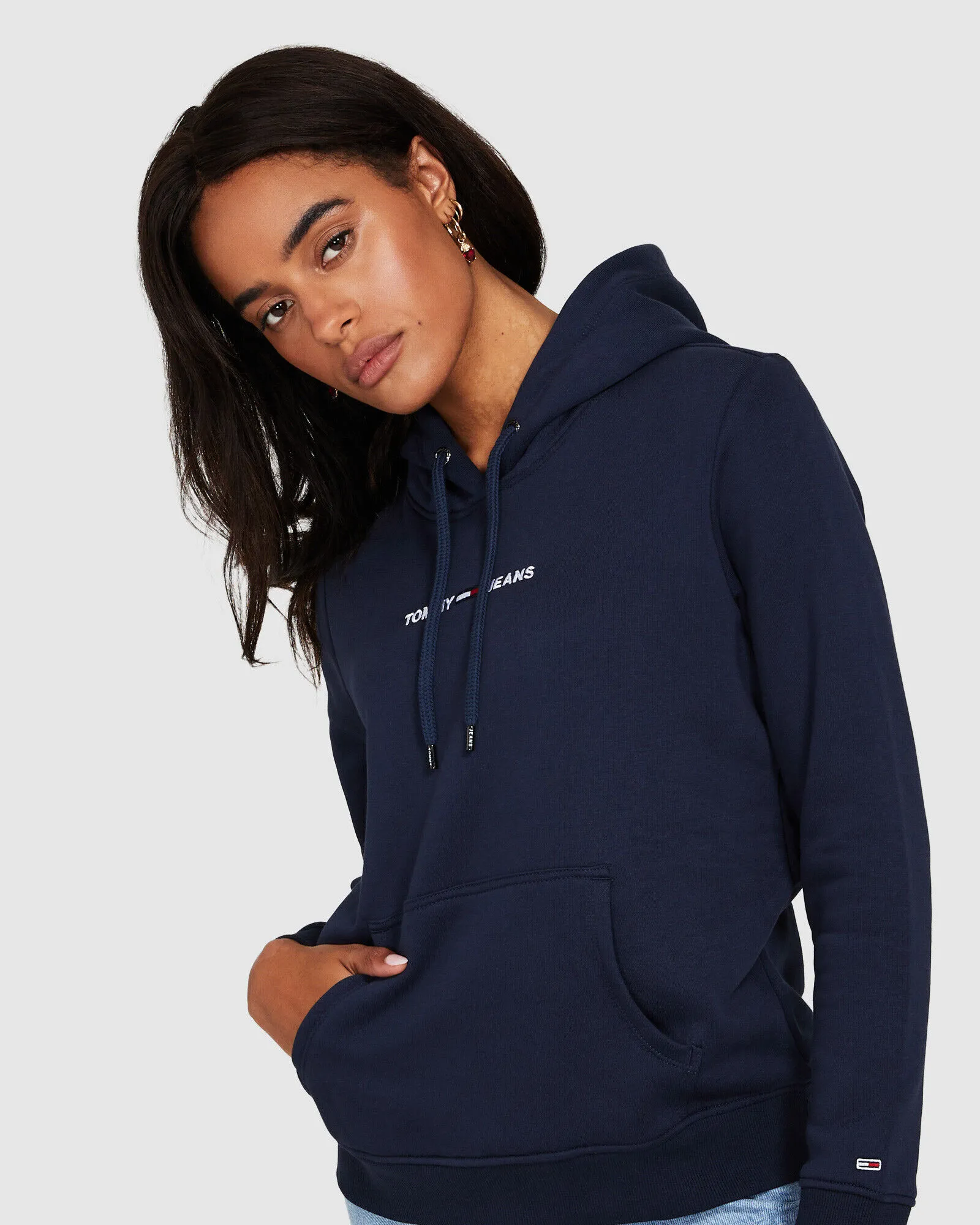 Tommy Jeans TJW Linear Logo Hoodie Twilight Navy