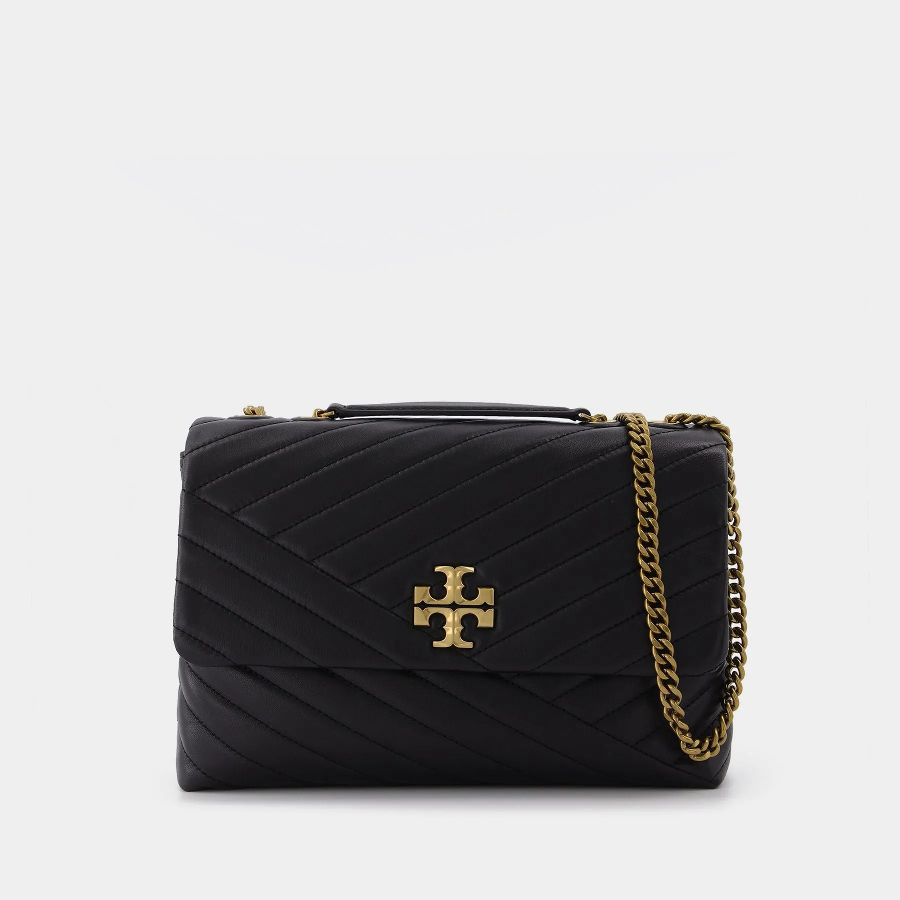 Tory Burch  Kira Chevron Convertible Shoulder Bag in black leather