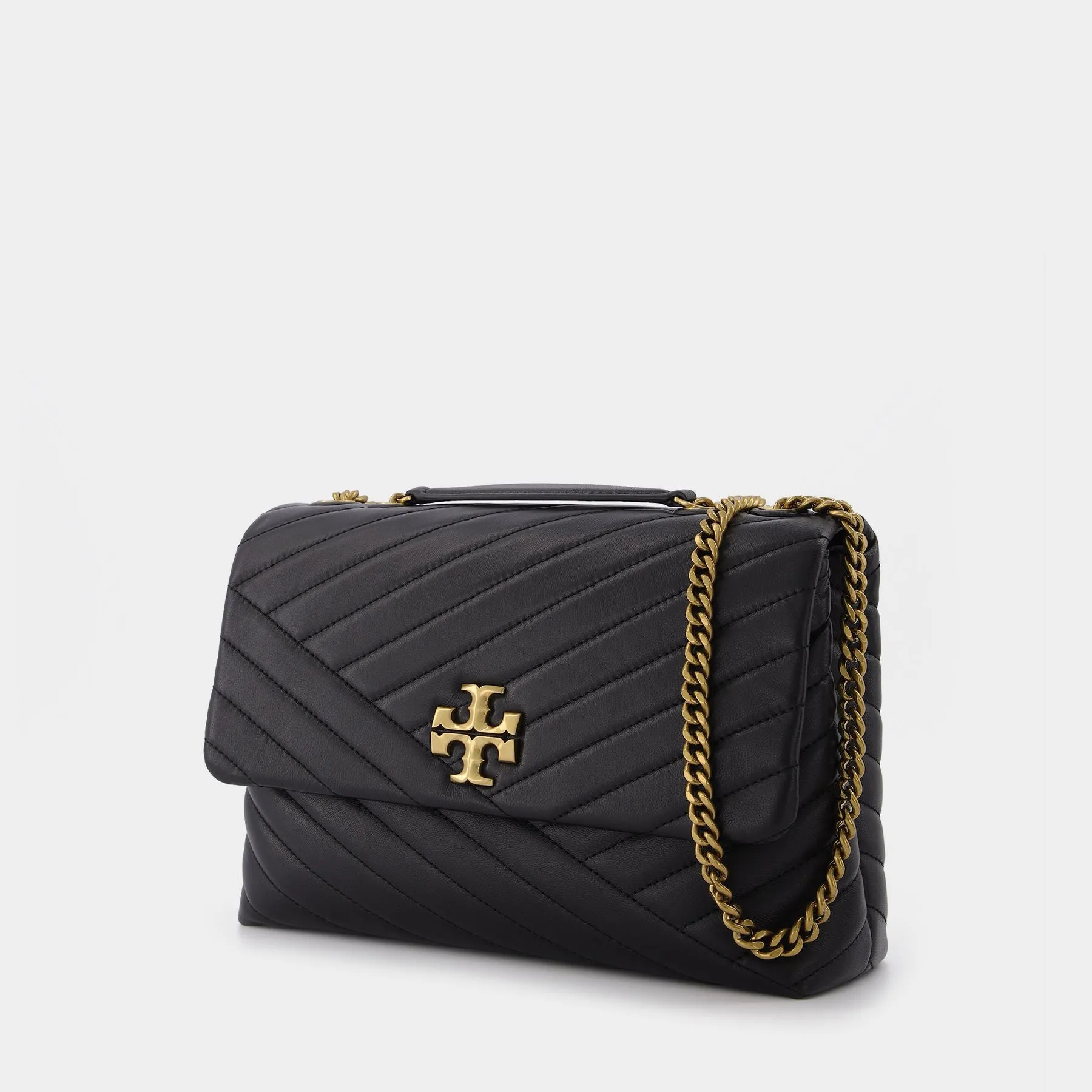 Tory Burch  Kira Chevron Convertible Shoulder Bag in black leather