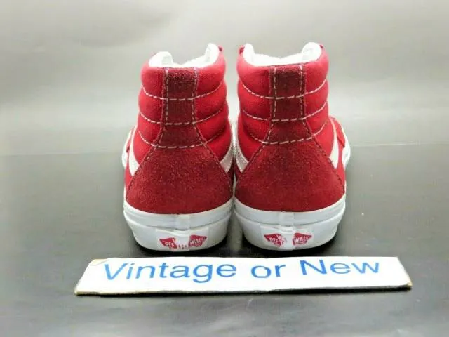 Vans sk8 hi red white canvas suede skate shoe youth sz 2