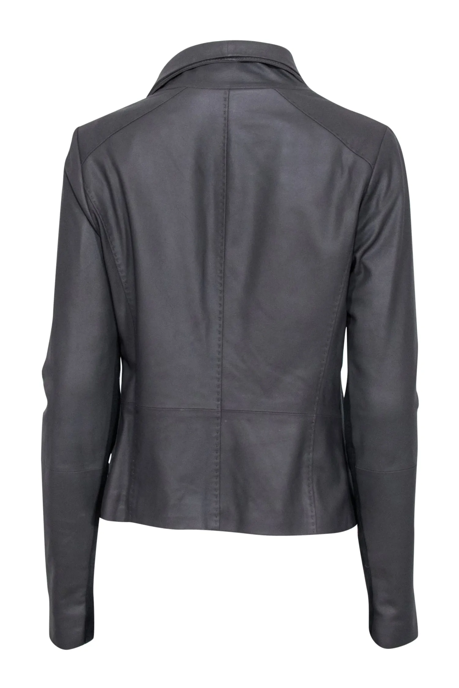 Vince - Grey Goat Leather Moto Zip Jacket Sz L