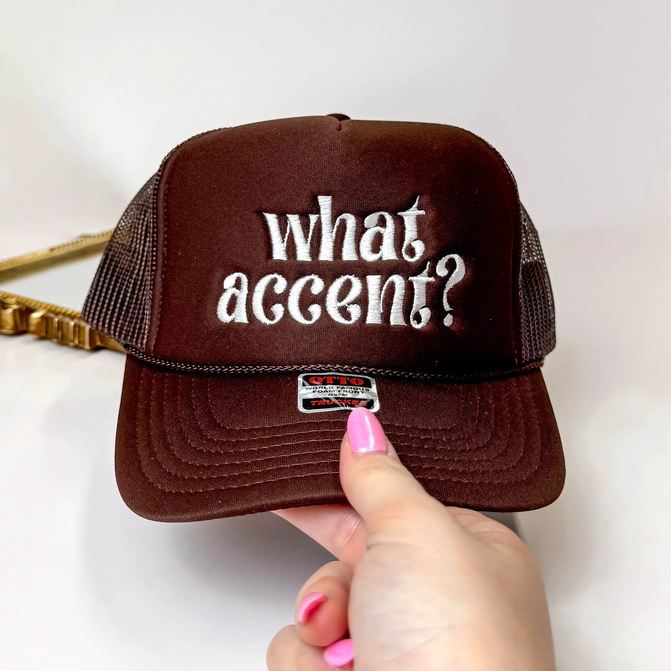 What Accent? Foam Trucker Hat in Brown