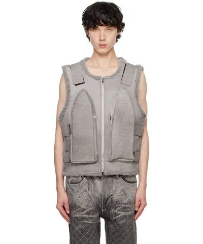 Who Decides War Gray Bullet Point Leather Vest