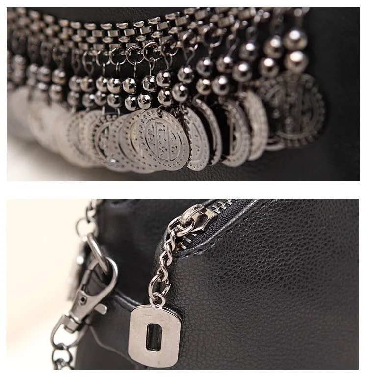 Women Tassel Skull Chain Handbag