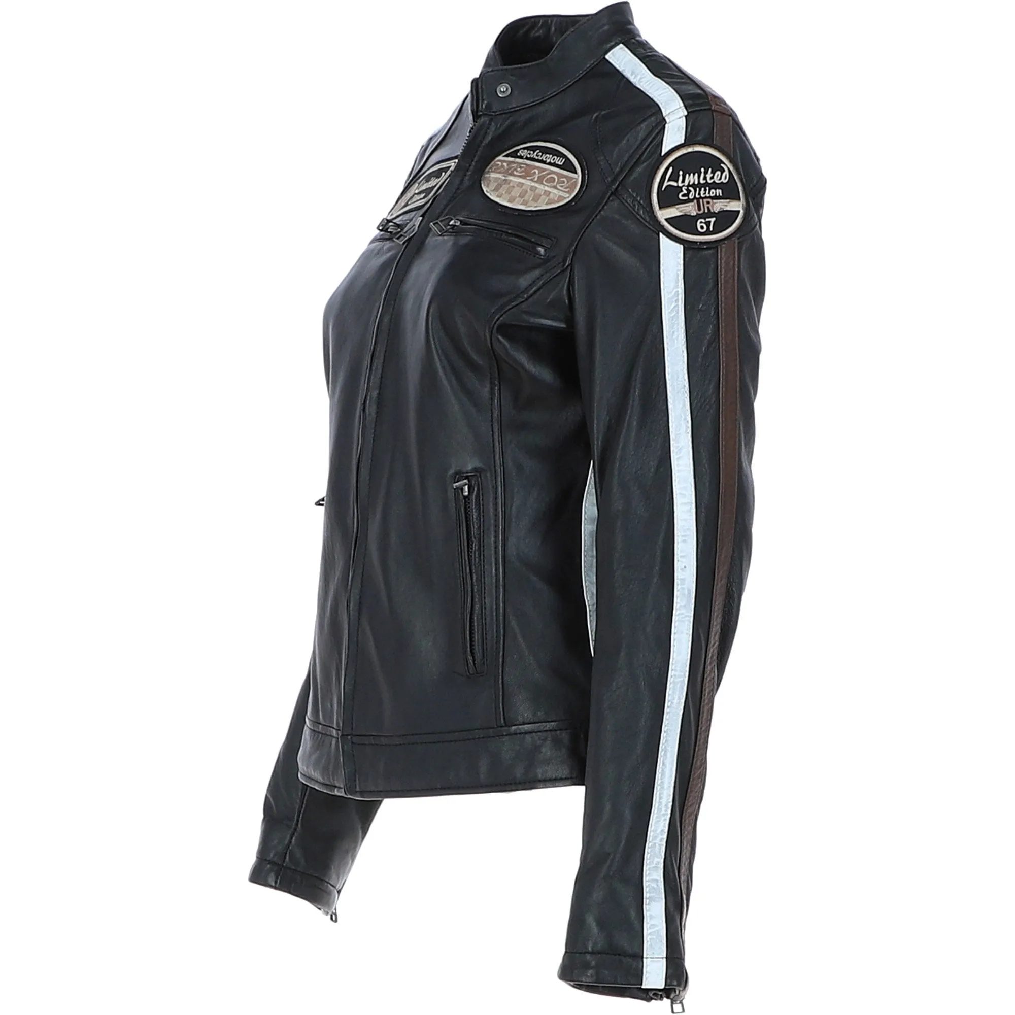 Women's Fashion Leather Biker Style Jacket Black: 1133