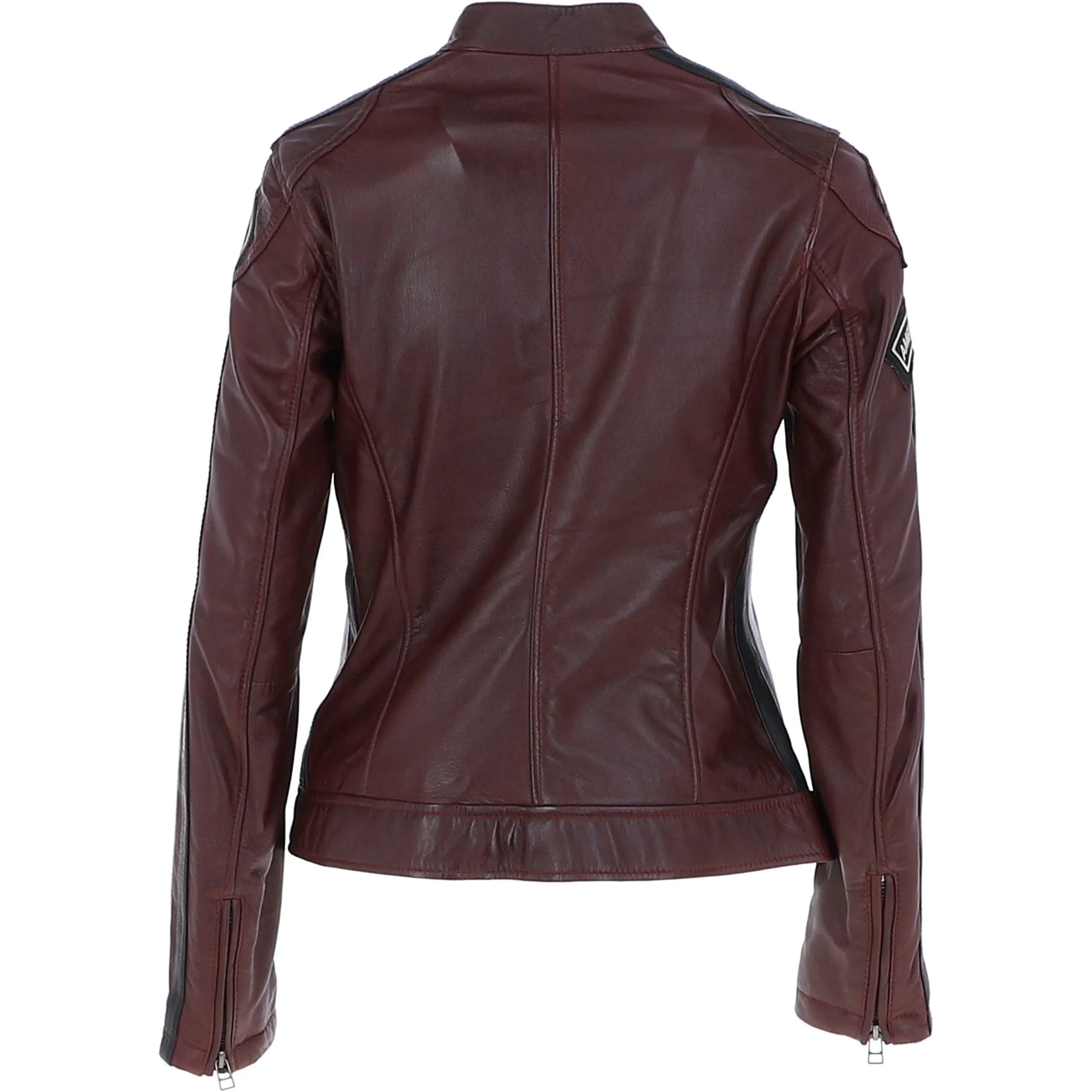 Women's Fashion Leather Biker Style Jacket Bordeaux: 1133