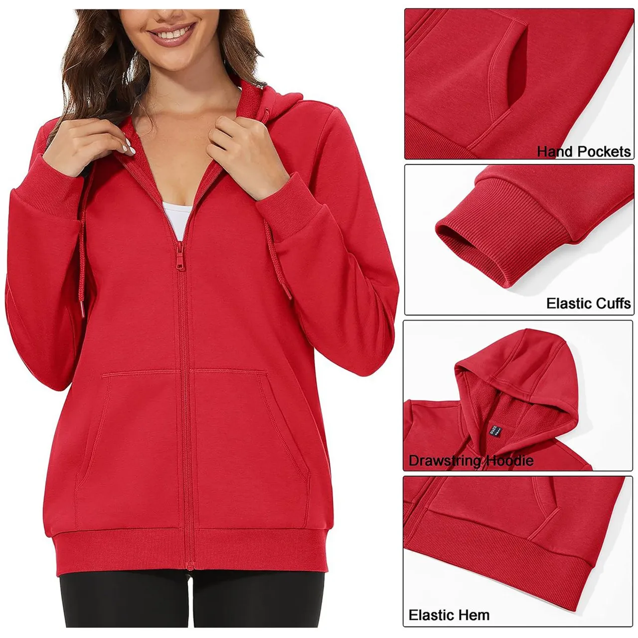 Women's Ultra-Soft Fleece-Lined Full Zip-up Hoodie (2-Pack)