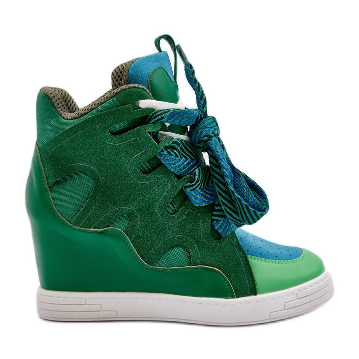 Women's Wedge Sneakers Green Leoppa