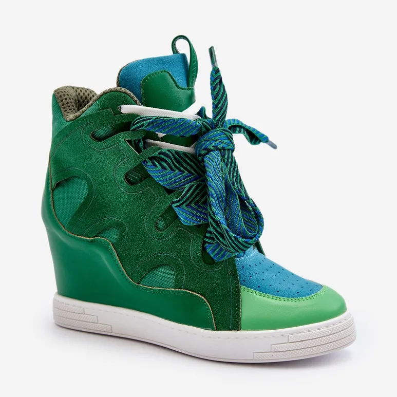 Women's Wedge Sneakers Green Leoppa