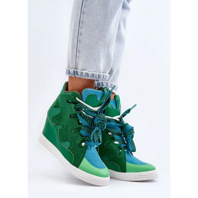 Women's Wedge Sneakers Green Leoppa