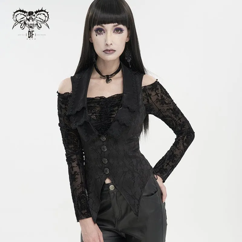 Women's Gothic Floral Embroidered Swallow-tailed Vest