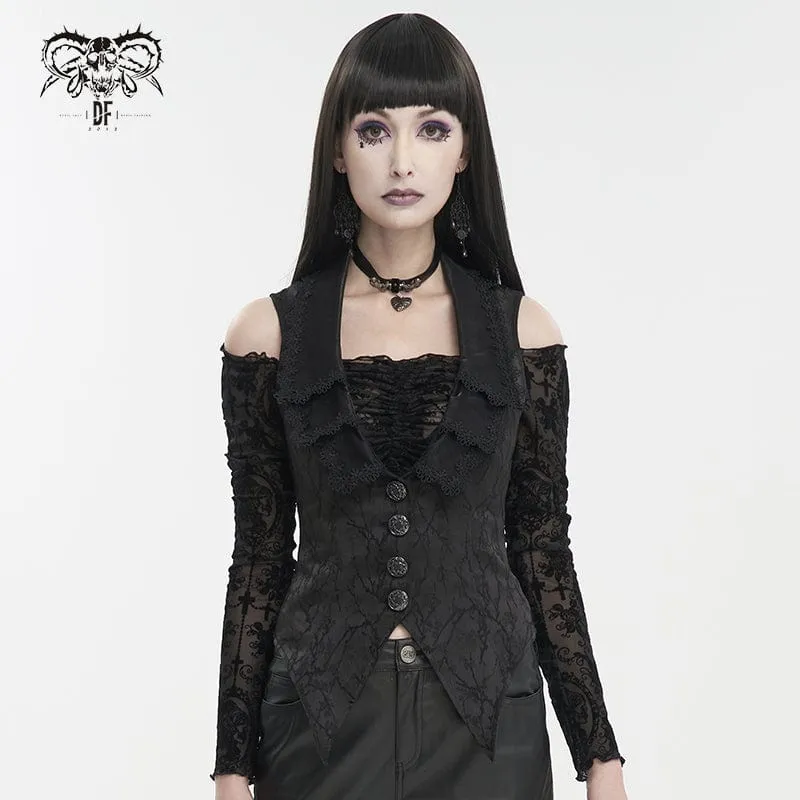 Women's Gothic Floral Embroidered Swallow-tailed Vest