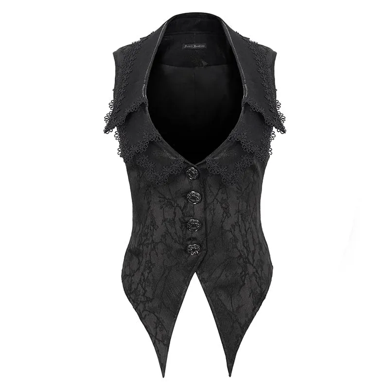 Women's Gothic Floral Embroidered Swallow-tailed Vest