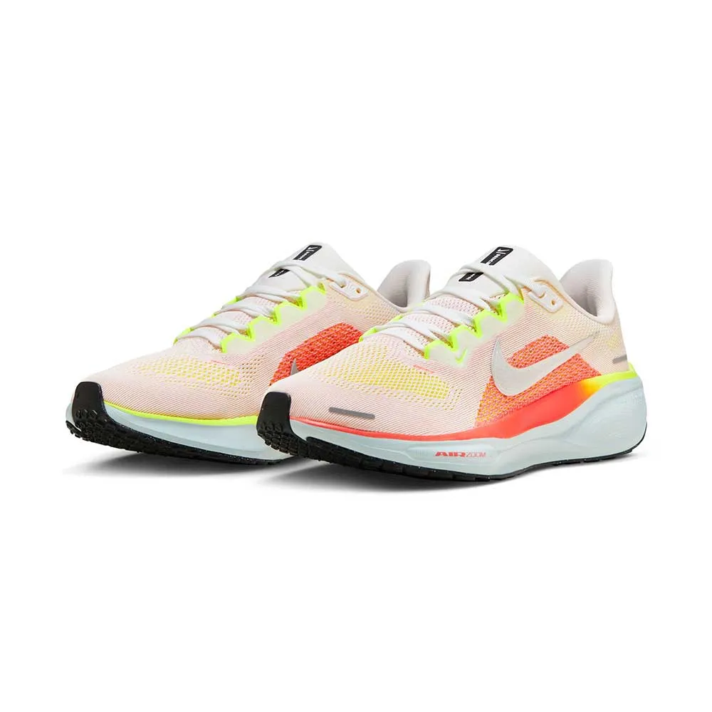 Women's Nike Pegasus 41 Running Shoe- Summit White/Chrome/Bright Crimson - Regular (B)