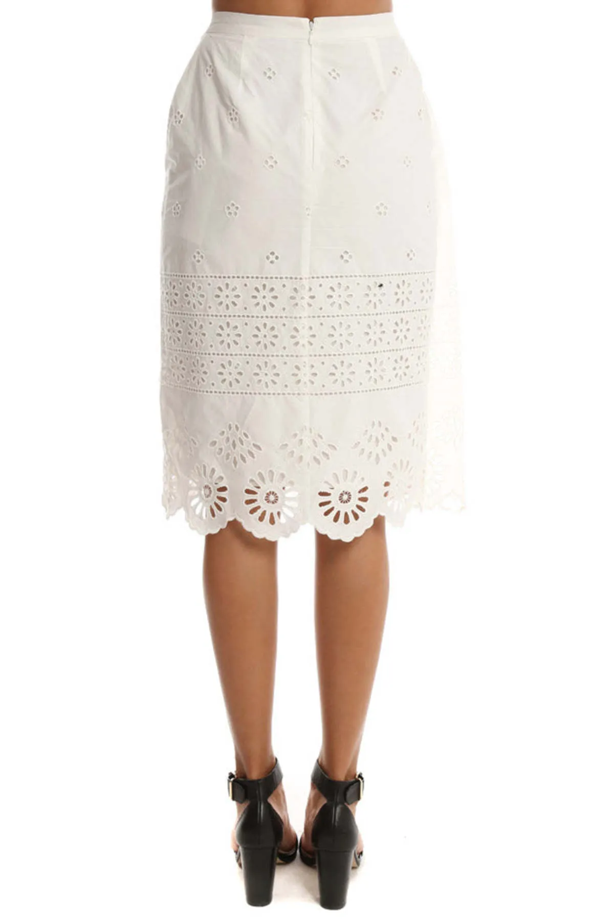 Wrapped Eyelet Skirt - White