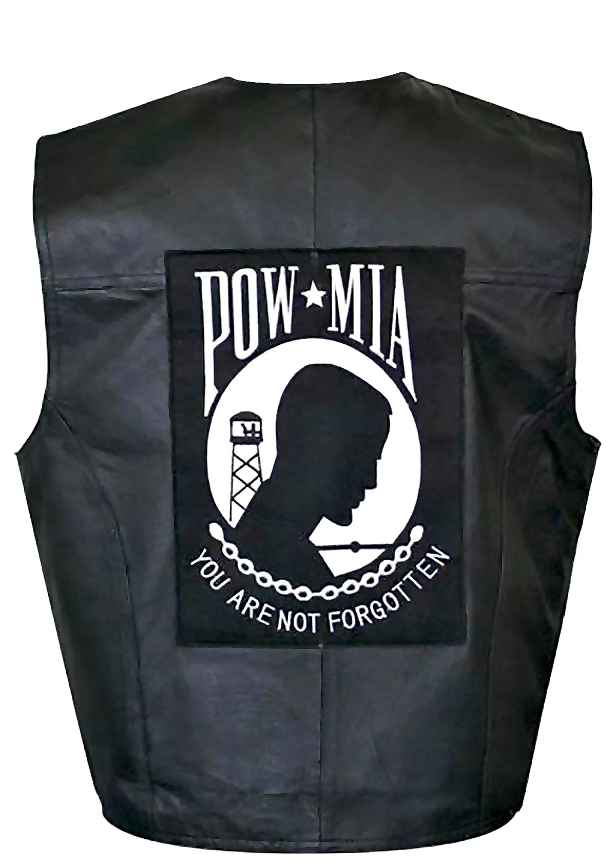 Xelement 3006 Motorcycle Leather Vest For Men - POW Patriot - Premium Genuine Biker Club Gilet