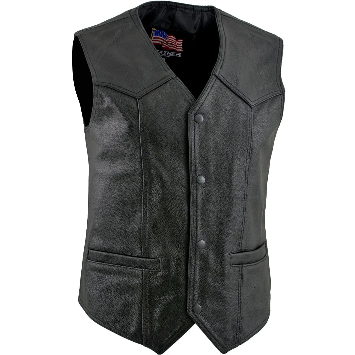 Xelement 3006 Motorcycle Leather Vest For Men - POW Patriot - Premium Genuine Biker Club Gilet