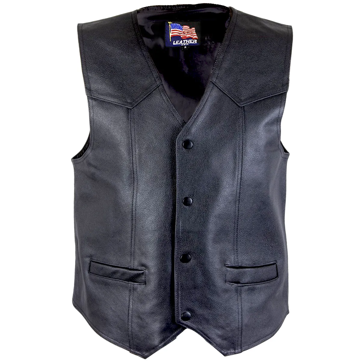 Xelement 3006 Motorcycle Leather Vest For Men - POW Patriot - Premium Genuine Biker Club Gilet